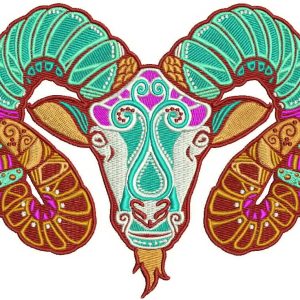 Zodiac sign Aries 2 embroidery design
