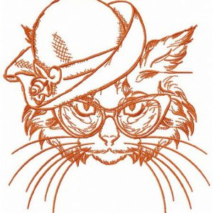 Aristocratic cat embroidery design
