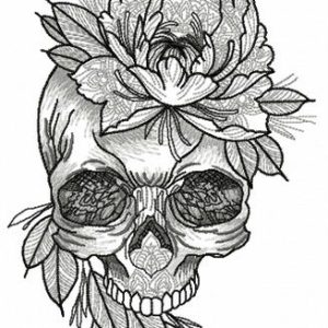 Aristocratic skull embroidery design