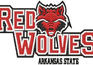 Arkansas Red Wolves logo embroidery design