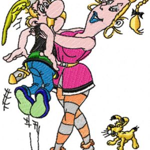 Asterix and Falbala embroidery design