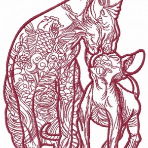 Cat and kitty cat sphynx 3 embroidery design