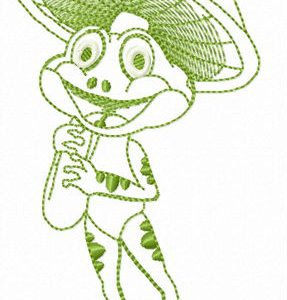 Athletic frog embroidery design
