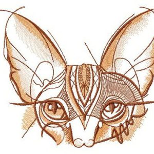 Attentive cat embroidery design