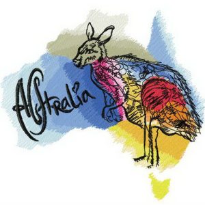 Australia is homeland of kangaroo embroidery design