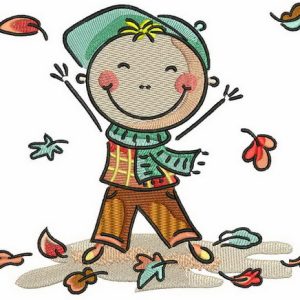 Autumn boy embroidery design