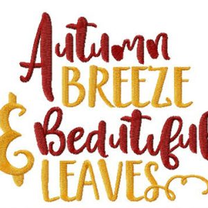 Autumn breeze and beautiful leaves embroidery design
