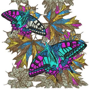 Autumn butterflies embroidery design