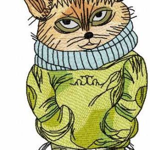 Autumn cat embroidery design