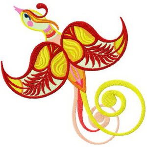 Autumn firebird embroidery design