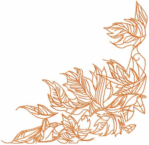 Autumn leaves one colored embroidery design