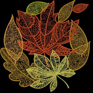 Autumn leaves embroidery design