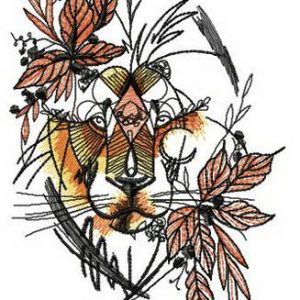 Autumn lion embroidery design