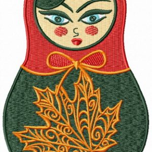 Autumn matryoshka doll embroidery design