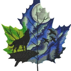 Autumn leaf maple leaf embroidery design