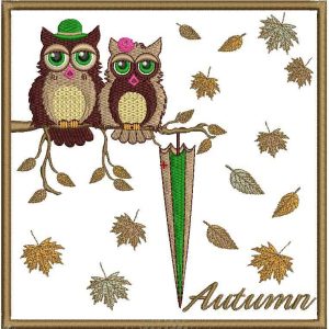 Autumn owls 2 embroidery design