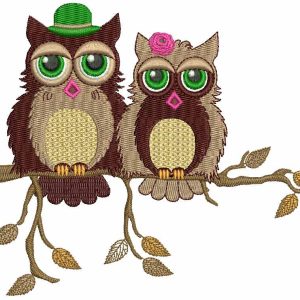 Autumn owls embroidery design