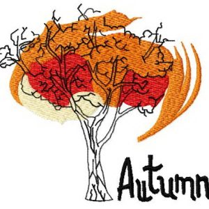 Autumn tree embroidery design