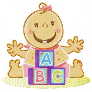 Baby and cubes embroidery design