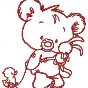 Baby bear with toy 5 embroidery design
