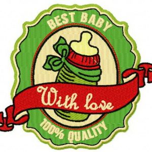 Baby bottle badge embroidery design