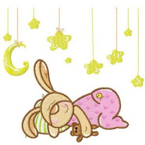 Baby bunny sweet dreams embroidery design