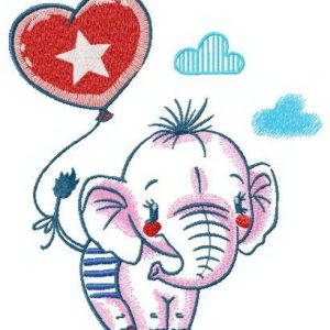 Baby elephant going for a walk embroidery design
