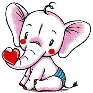 Baby elephant embroidery design