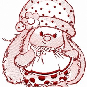 Baby girl bunny Mi embroidery design