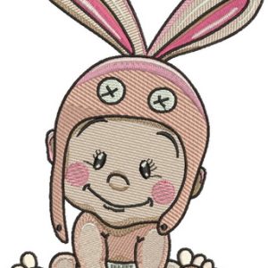 Baby in bunny hat 2 embroidery design