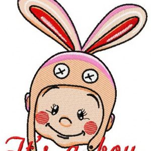 Baby in bunny hat 3 embroidery design