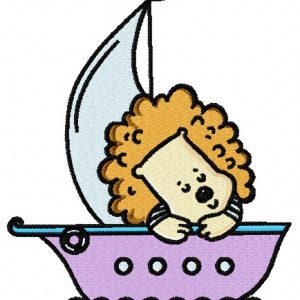 Baby lion sailing 2 embroidery design