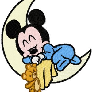Baby Mickey Sleeping embroidery design
