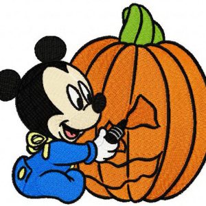 Baby Mickey with pumpkin embroidery design