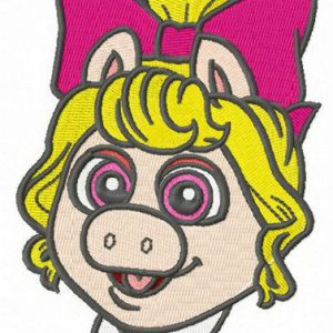 Baby Piggy head embroidery design