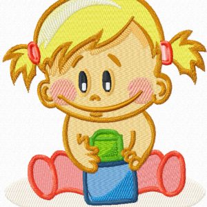 Baby playing embroidery design