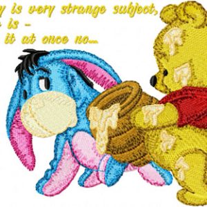 Baby Pooh and Eeyore with honey embroidery design