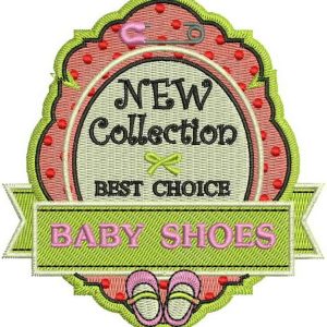 Baby shoes badge embroidery design