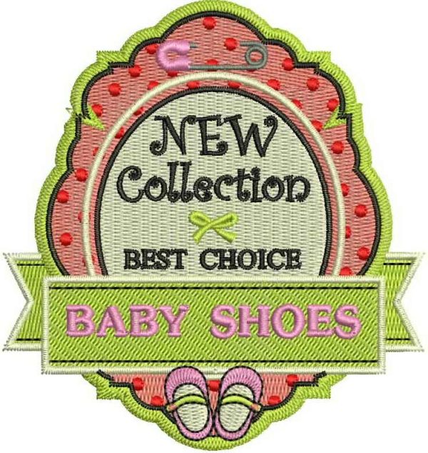 Baby shoes badge embroidery design