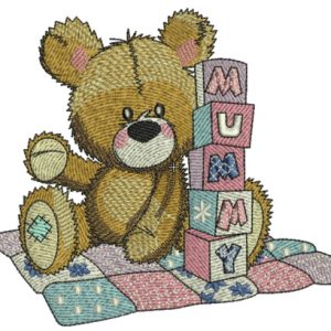 Baby teddy bear embroidery design