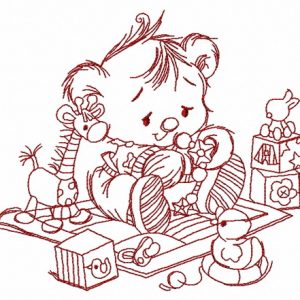 Baby teddy bear with toys 2 embroidery design