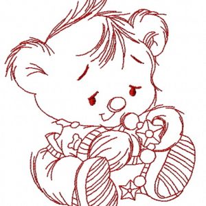 Baby teddy bear with toys 5 embroidery design