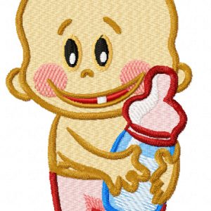 Baby with bottle  embroidery design