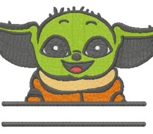 Baby Yoda monogram embroidery design