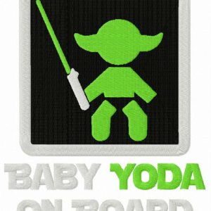 Baby Yoda on board embroidery design