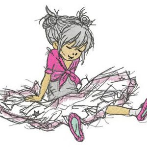 Ballerina tired embroidery design