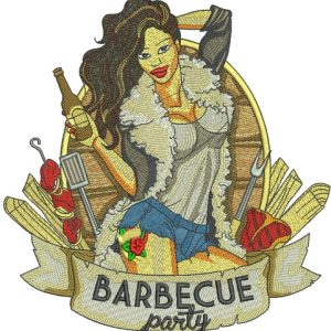 Barbecue party embroidery design