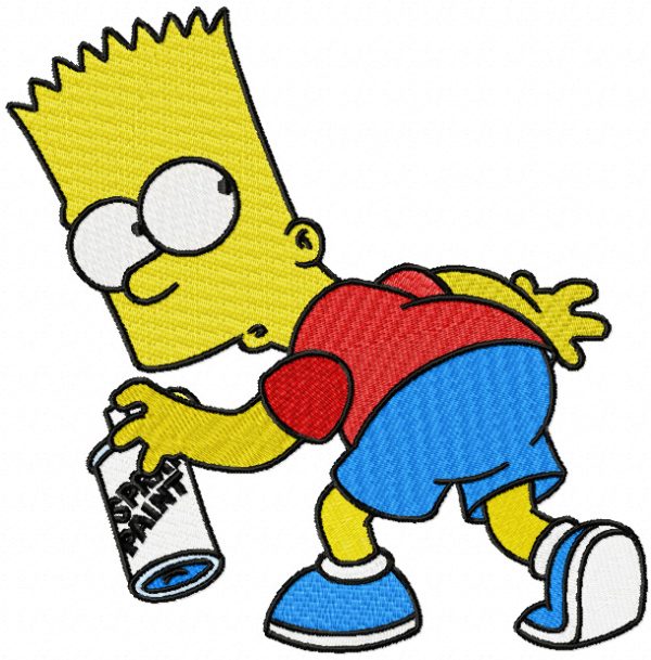 Bart Simpson paint spray logo embroidery design