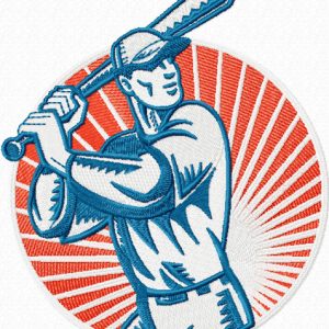 Baseball cool badge embroidery design