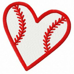 Baseball heart embroidery design